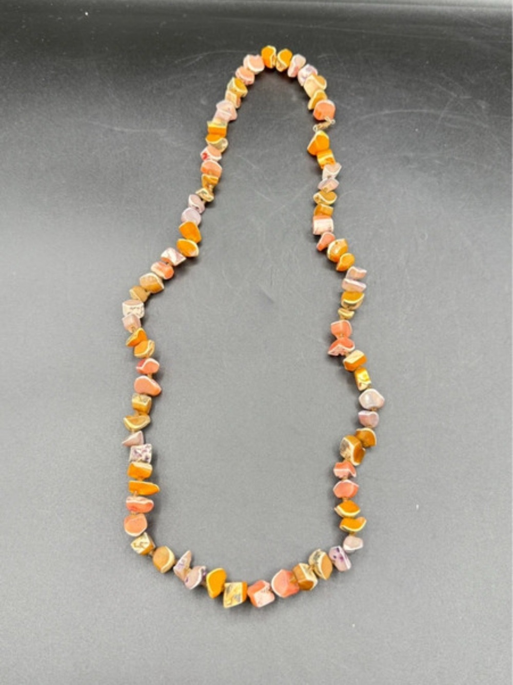 Orange and Pink Stone Chip Necklace